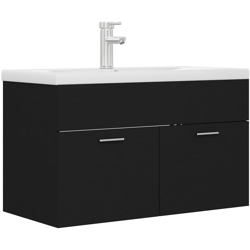 Mobile con Lavabo Integrato Nero in Legno Multistrato - Foto 2