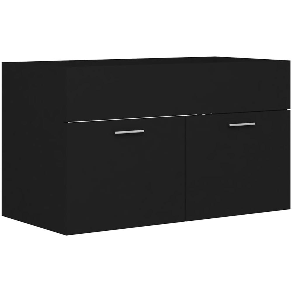 Mobile con Lavabo Integrato Nero in Legno Multistrato - Foto 8