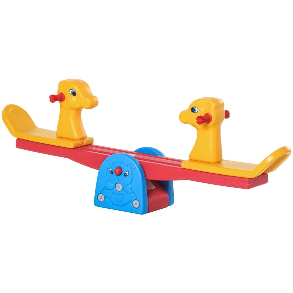 Altalena A Bilico Con Maniglie Antiscivolo Per Bambini Età 1-4 Anni, Plastica Hdpe Atossica, 150x32x60cm, Multicolore - Foto 1