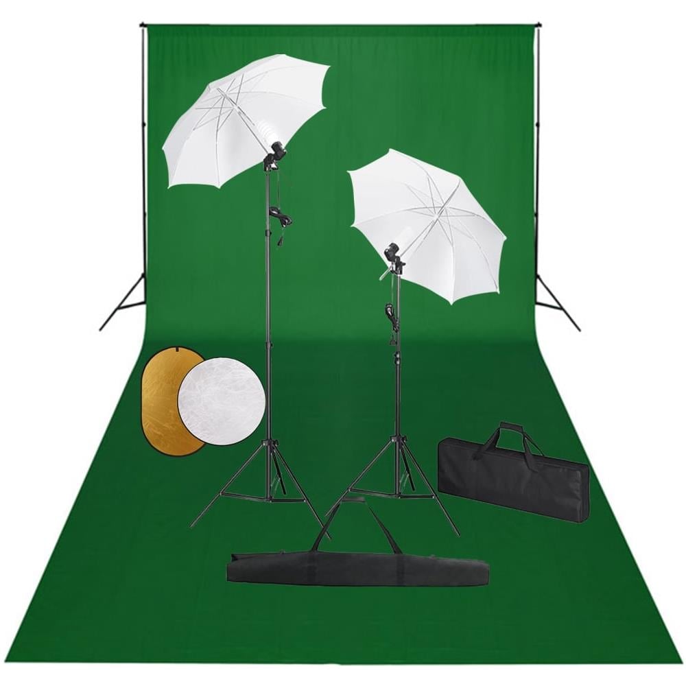Kit Studio Fotografico con Luci Ombrelli Fondale e Riflettore - Foto 1