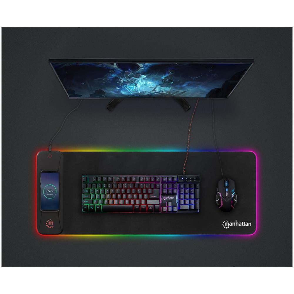 Tappetino Mouse Gaming Xxl Con Led Rgb E Caricatore Wireless 10w - Foto 1