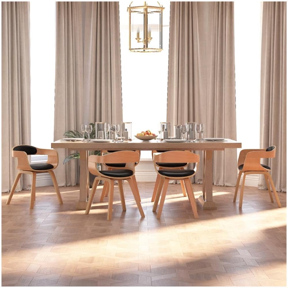Sedie da Pranzo 6 pz Nere in Legno Curvato e Similpelle - Foto 3
