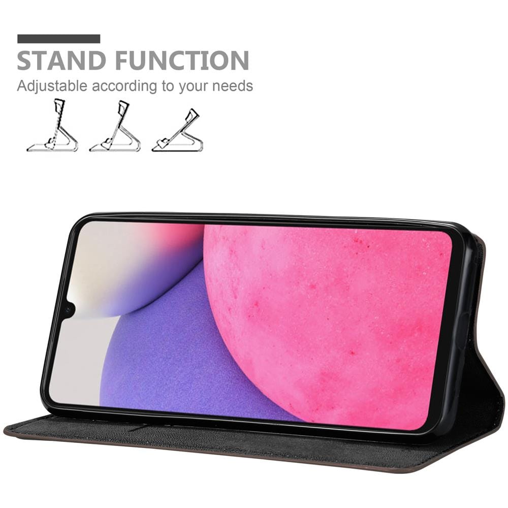 Custodia Compatibile Con Samsung Galaxy A33 5g In Bruno Caffè - Coperchio Protettiva Con Chiusura Magnetica, Funzione Stand E Tasca Per Le Carte - Foto 2