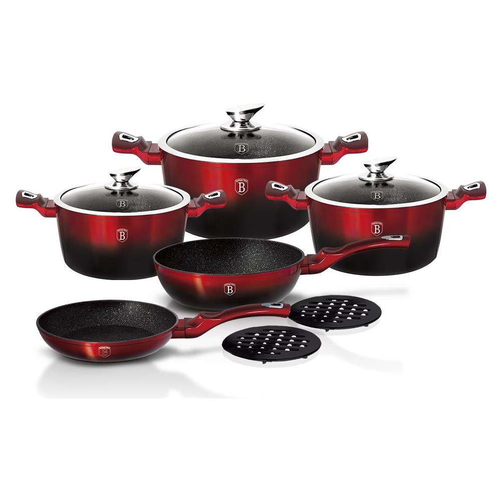 Set Di Vasi In Granito Bh-1631 Bordeaux Metallizzato 10 Pezzi. - Foto 1