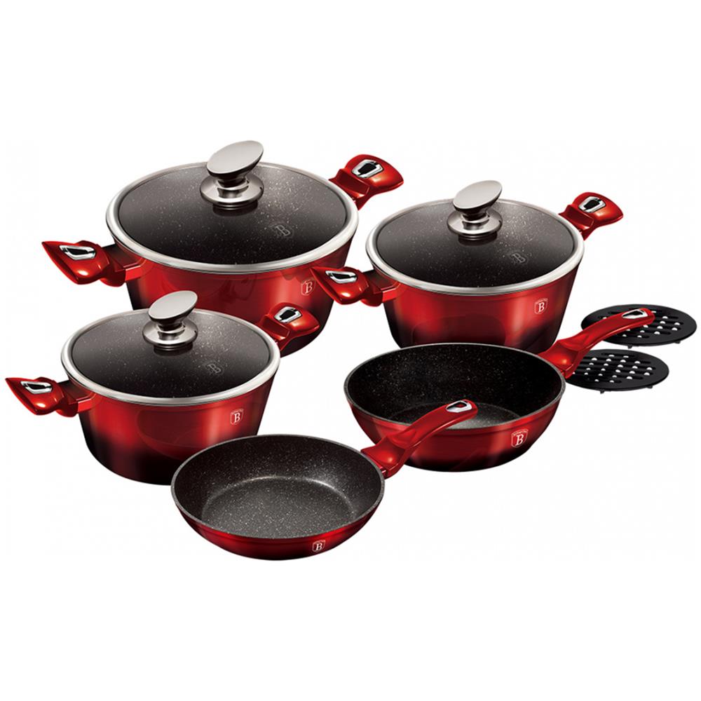 Set Di Vasi In Granito Bh-1631 Bordeaux Metallizzato 10 Pezzi. - Foto 5