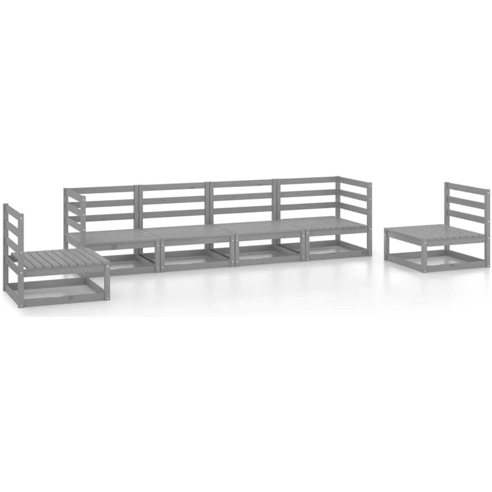 Set Divani Da Giardino 6 Pz Grigio In Legno Massello Di Pino - Foto 2