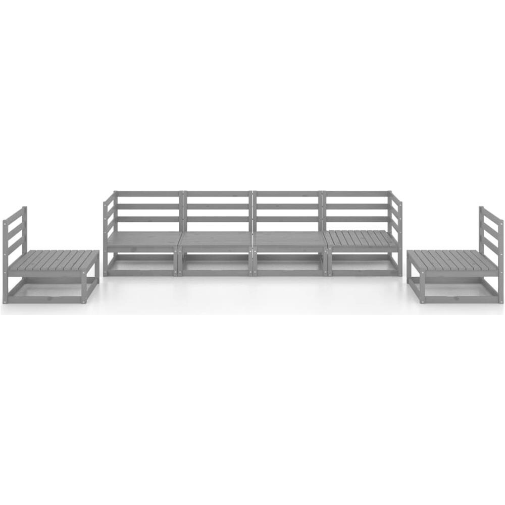 Set Divani Da Giardino 6 Pz Grigio In Legno Massello Di Pino - Foto 3