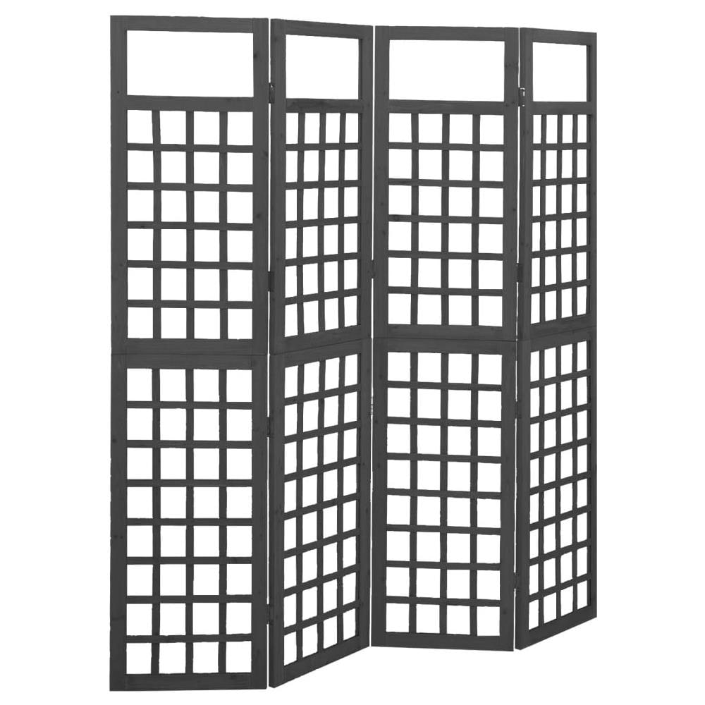 Divisorio a 4 Pannelli Legno Massello di Abete Nero 161x180 cm - Foto 1