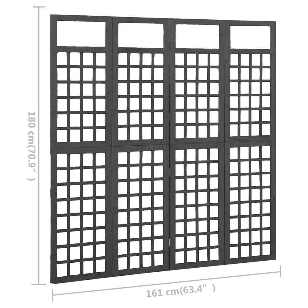 Divisorio a 4 Pannelli Legno Massello di Abete Nero 161x180 cm - Foto 6