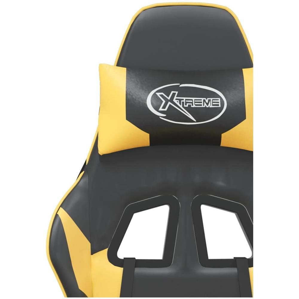 Sedia da Gaming Massaggiante Poggiapiedi Nero e Oro Similpelle - Foto 11