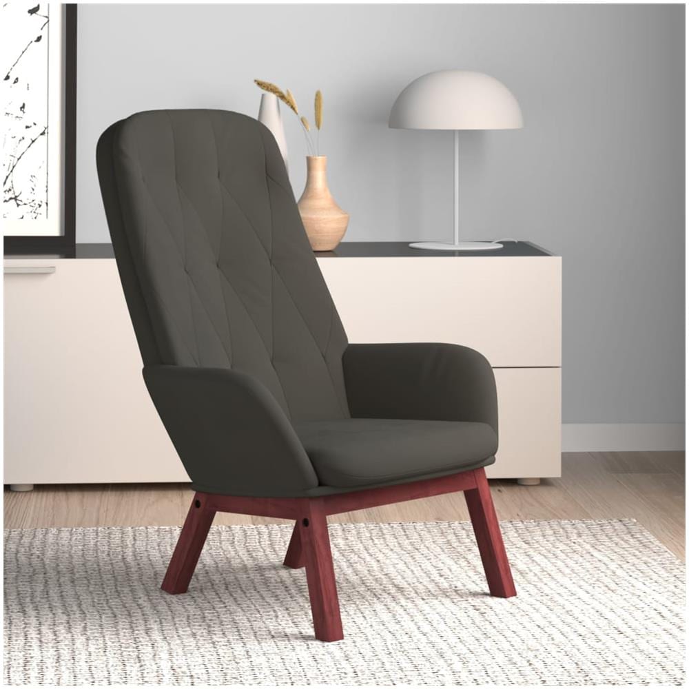 Poltrona Relax Grigio Scuro In Velluto - Foto 1