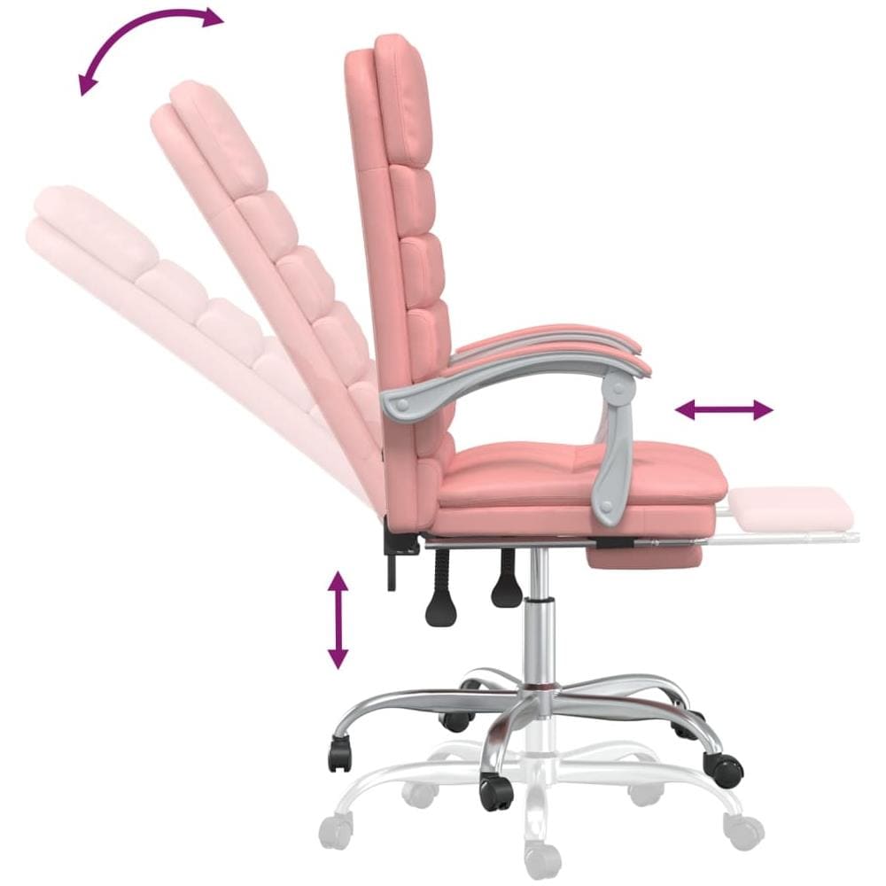 Poltrona da Ufficio Massaggiante Reclinabile rosa in Similpelle - Foto 7