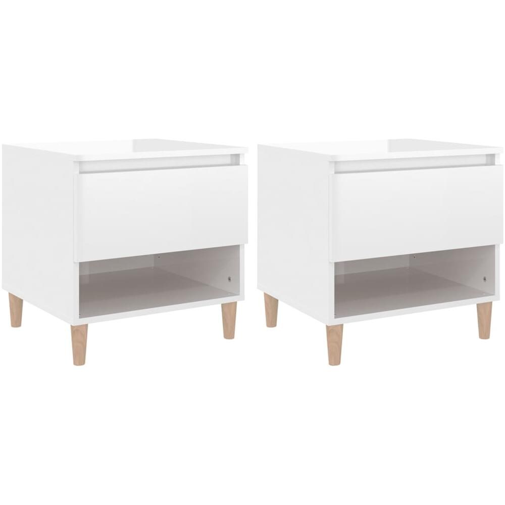 Comodini 2 Pz Bianco Lucido 50x46x50 Cm In Legno Multistrato - Foto 2