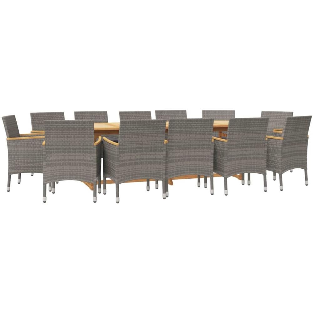 Set Da Pranzo Per Giardino 13 Pz Con Cuscini Grigio - Foto 3