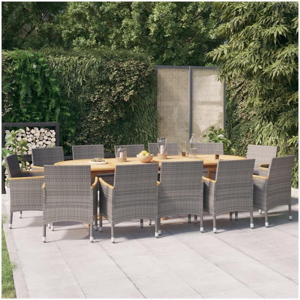 Set Da Pranzo Per Giardino 13 Pz Con Cuscini Grigio - Foto 1