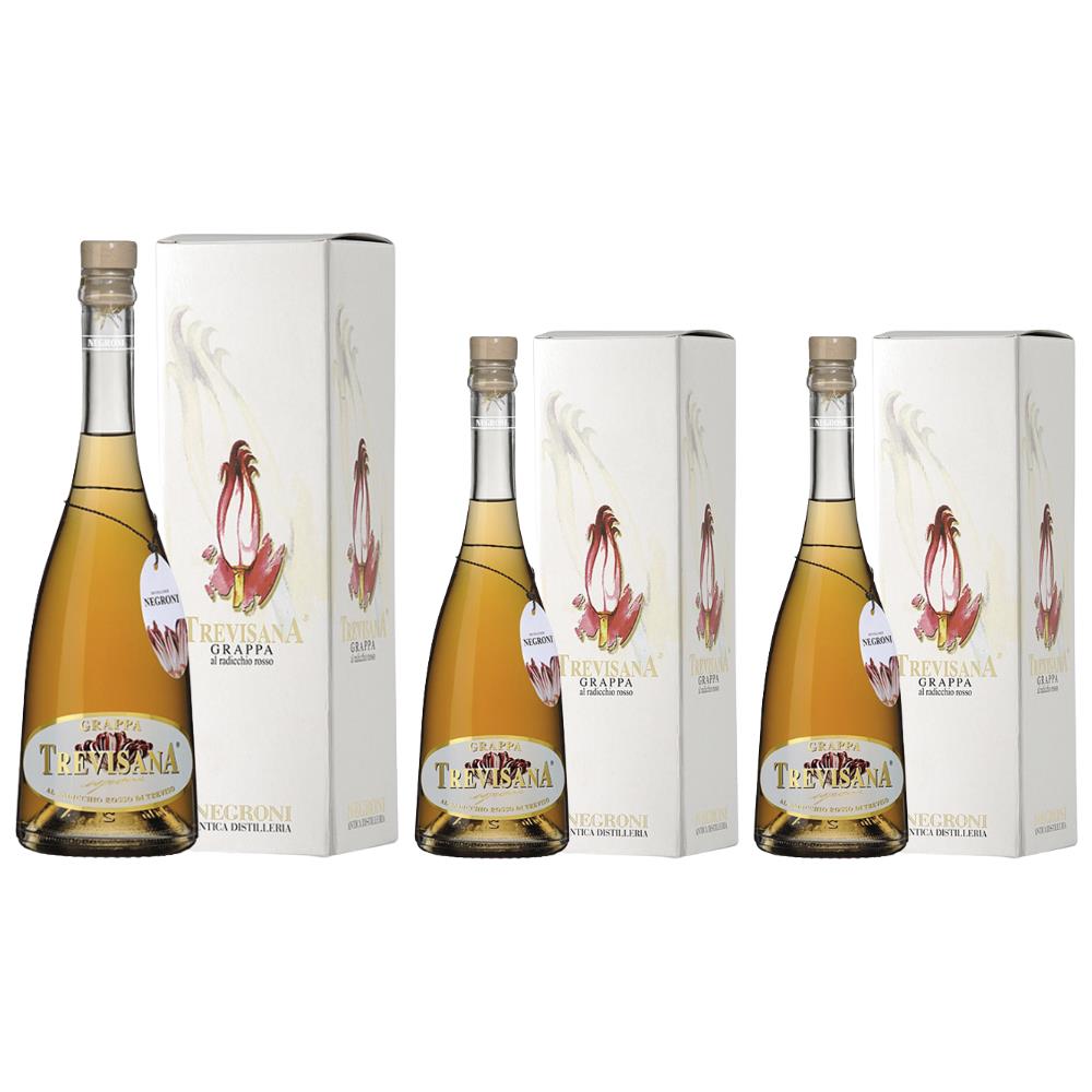 Negroni Trevisana Grappa Al Radicchio Rosso 3 Bottiglie 700 Ml Con Astucci - Foto 1