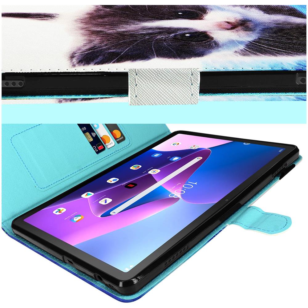 Custodia Folio Per Lenovo Tab M10 Gen 3, Con Linguetta Magnetica, Gattino - Foto 2