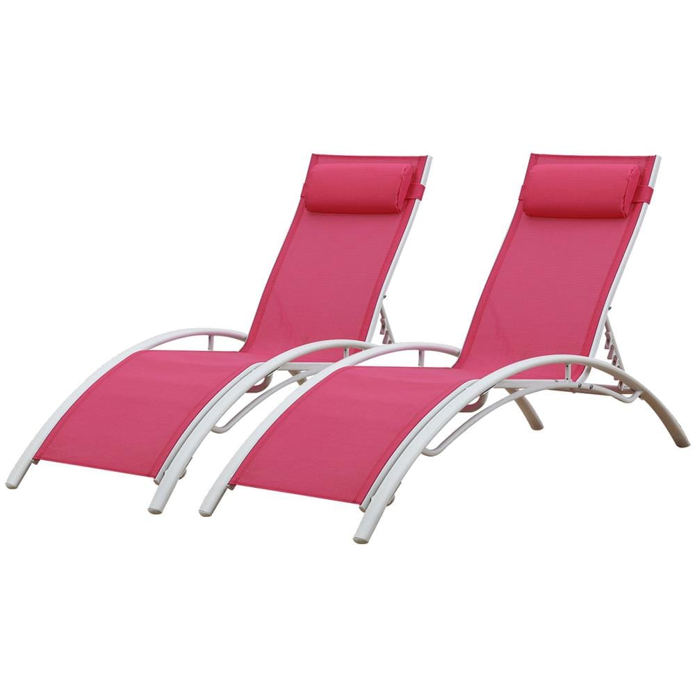 Set Di 2 Sedie A Sdraio Galapagos In Textilene Rosa - Alluminio Bianco - Foto 1