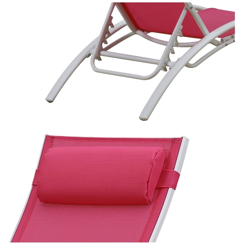 Set Di 2 Sedie A Sdraio Galapagos In Textilene Rosa - Alluminio Bianco - Foto 2