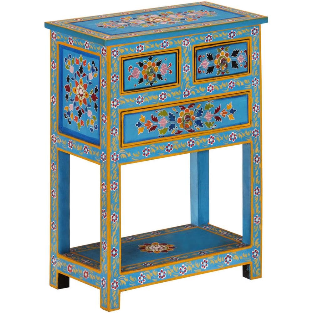 Credenza Turchese 55x30x76 cm in Legno Massello di Mango - Foto 1