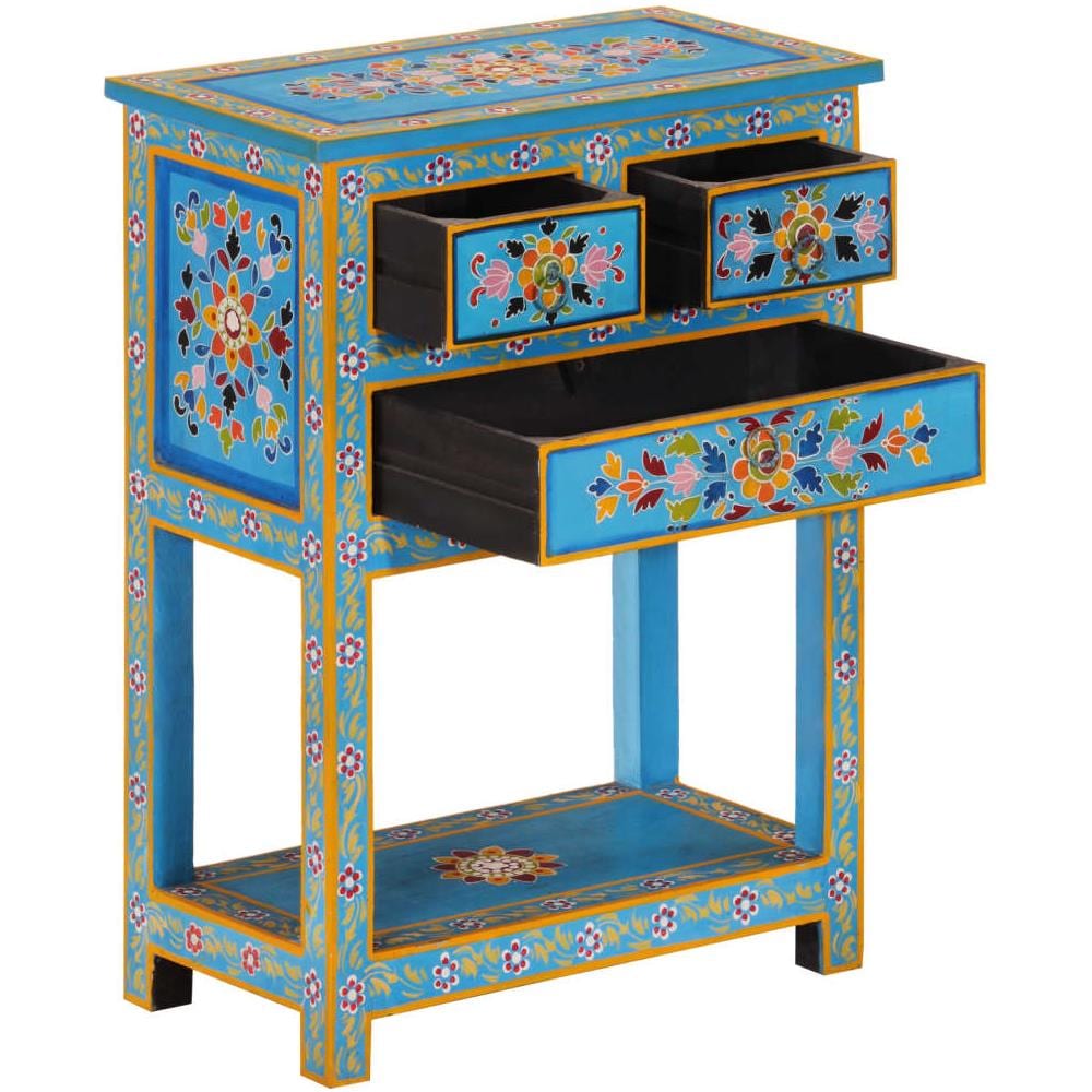 Credenza Turchese 55x30x76 cm in Legno Massello di Mango - Foto 2