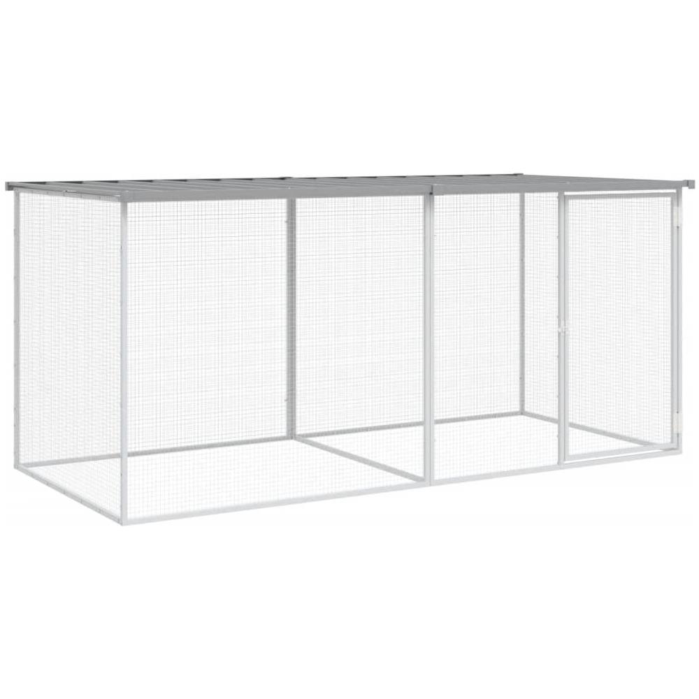 Gabbia Polli Tetto Grigio Chiaro 203x98x90 cm Acciaio Zincato - Foto 2