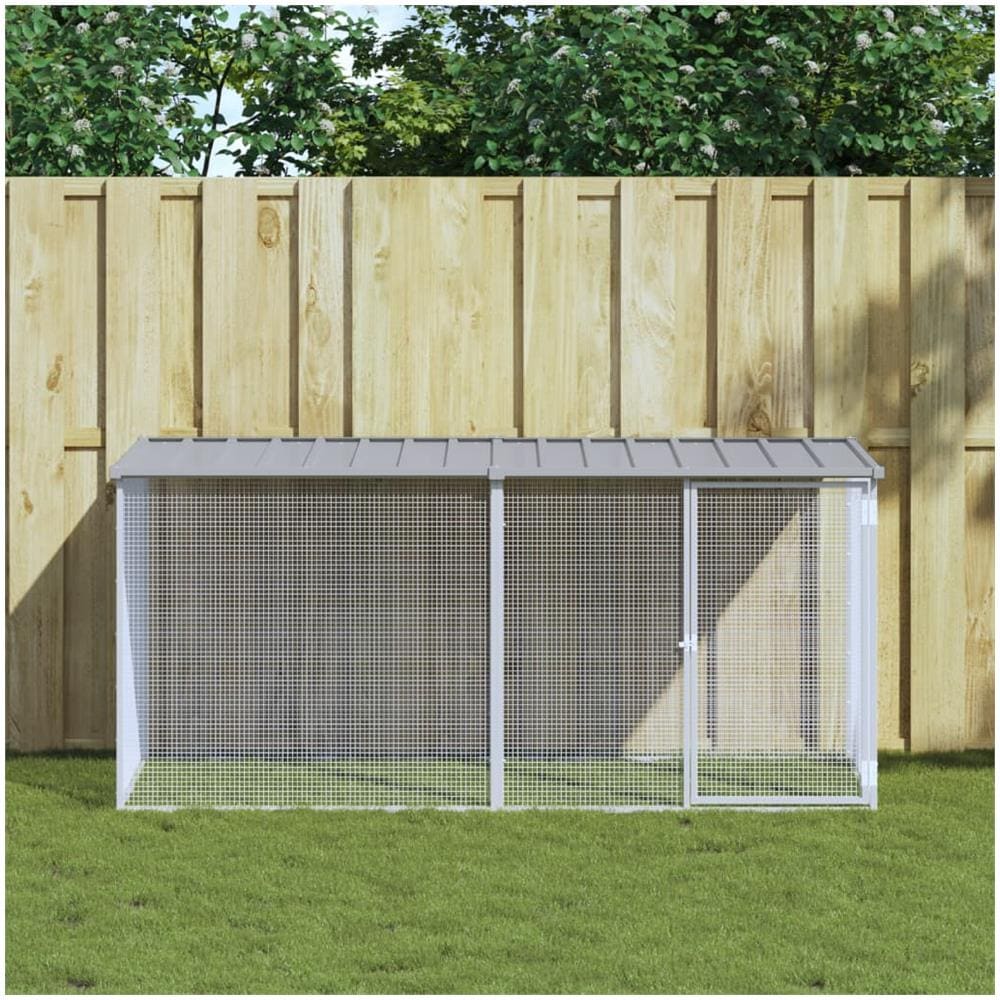 Gabbia Polli Tetto Grigio Chiaro 203x98x90 cm Acciaio Zincato - Foto 1