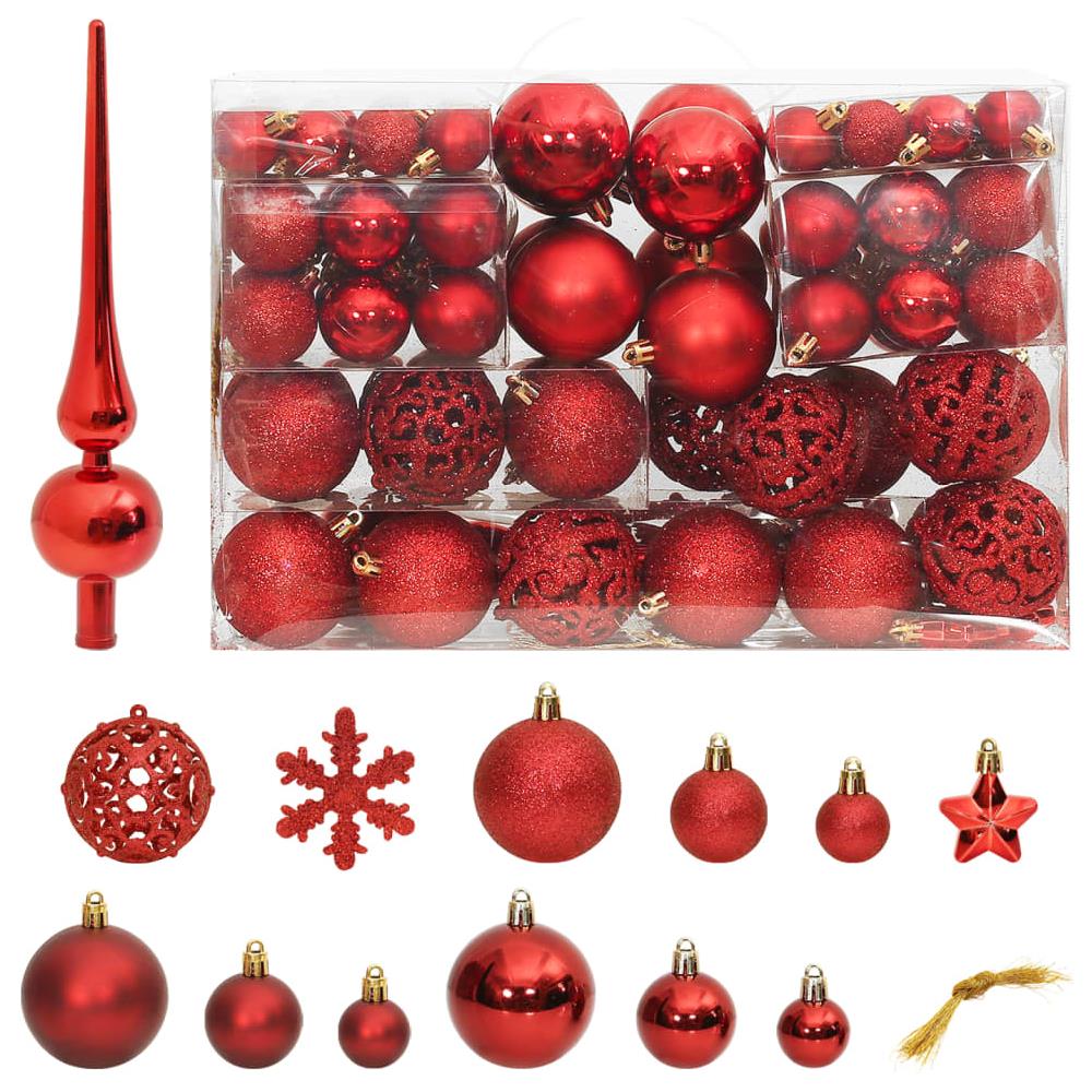 Set Palline Di Natale 111 Pz Rosso In Polistirene - Foto 1