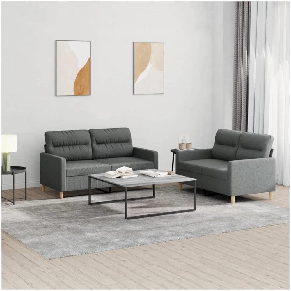 Set di Divani 4 pz con Cuscini e Rinforzi Grigio Scuro Velluto