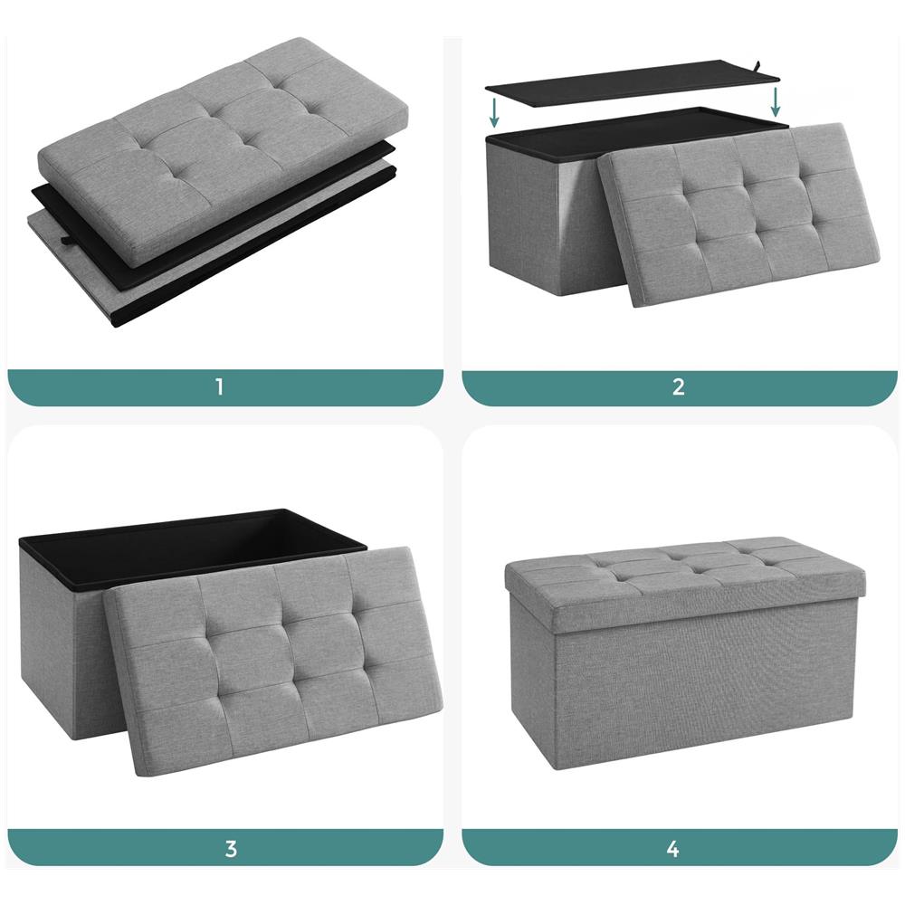 Pouf Organizer per riporre oggetti, Grigio Chiaro - LSF47G - Foto 6