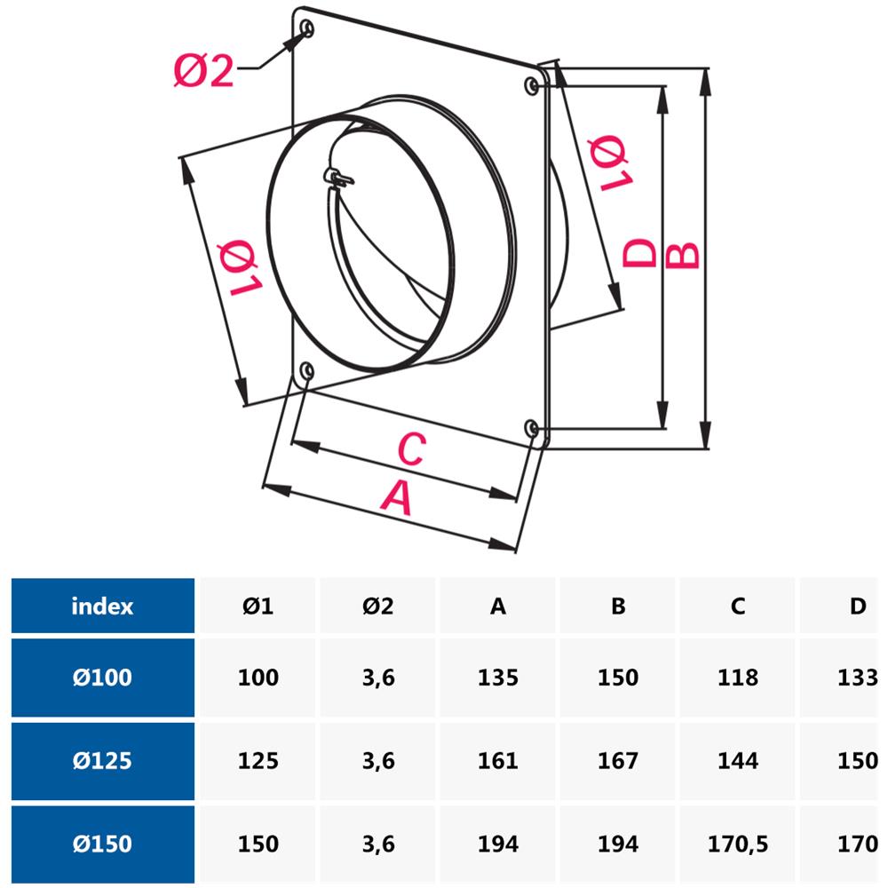 150mm Montaggio Parete Flangia Anti Ritorno Ammortizzatore Pvc Bianco Giro - Foto 2