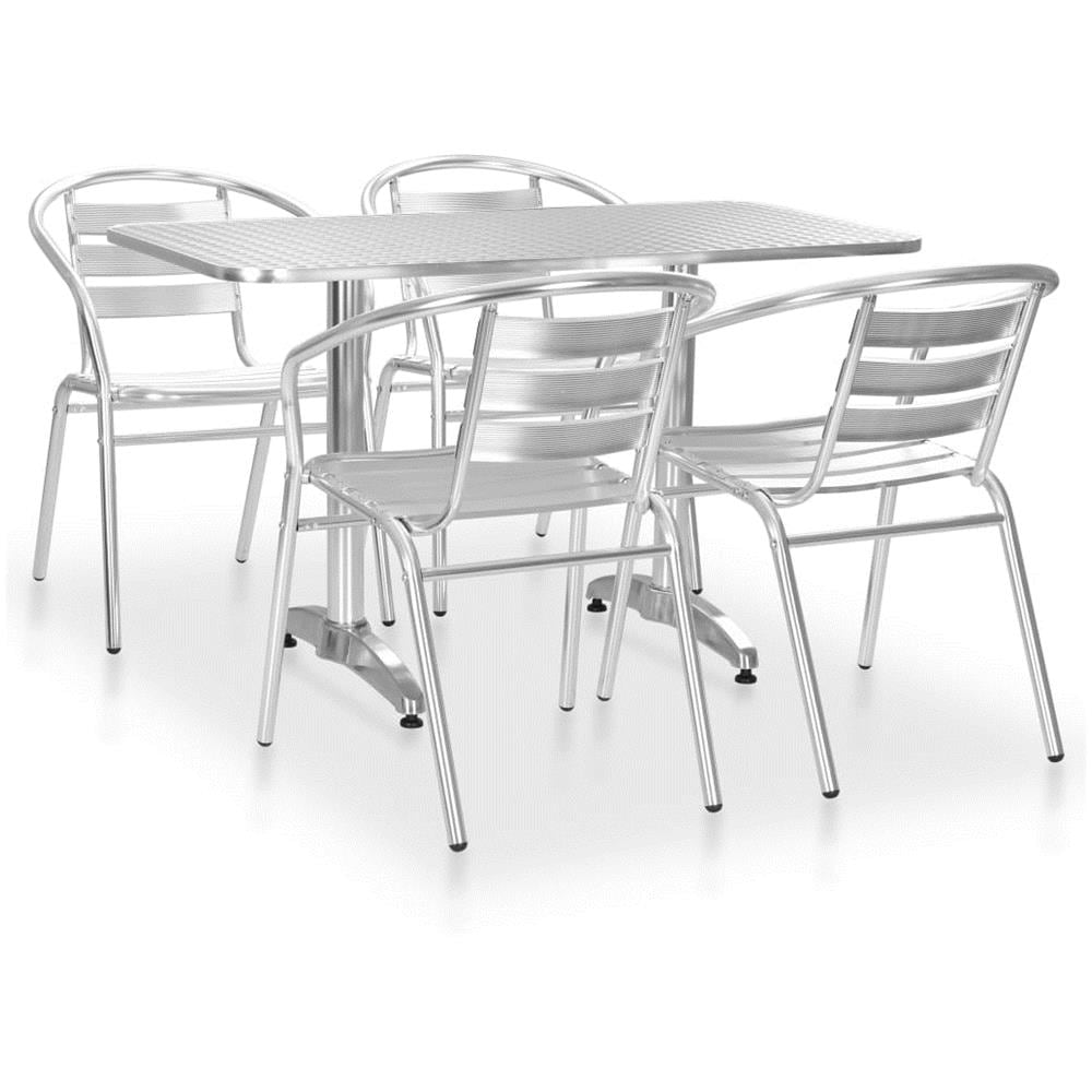 Set Da Pranzo Da Giardino 5 Pz In Alluminio Argento - Foto 1