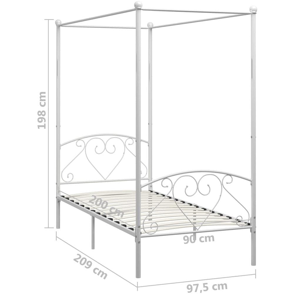 Letto A Baldacchino Bianco In Metallo 90x200 Cm - Foto 5