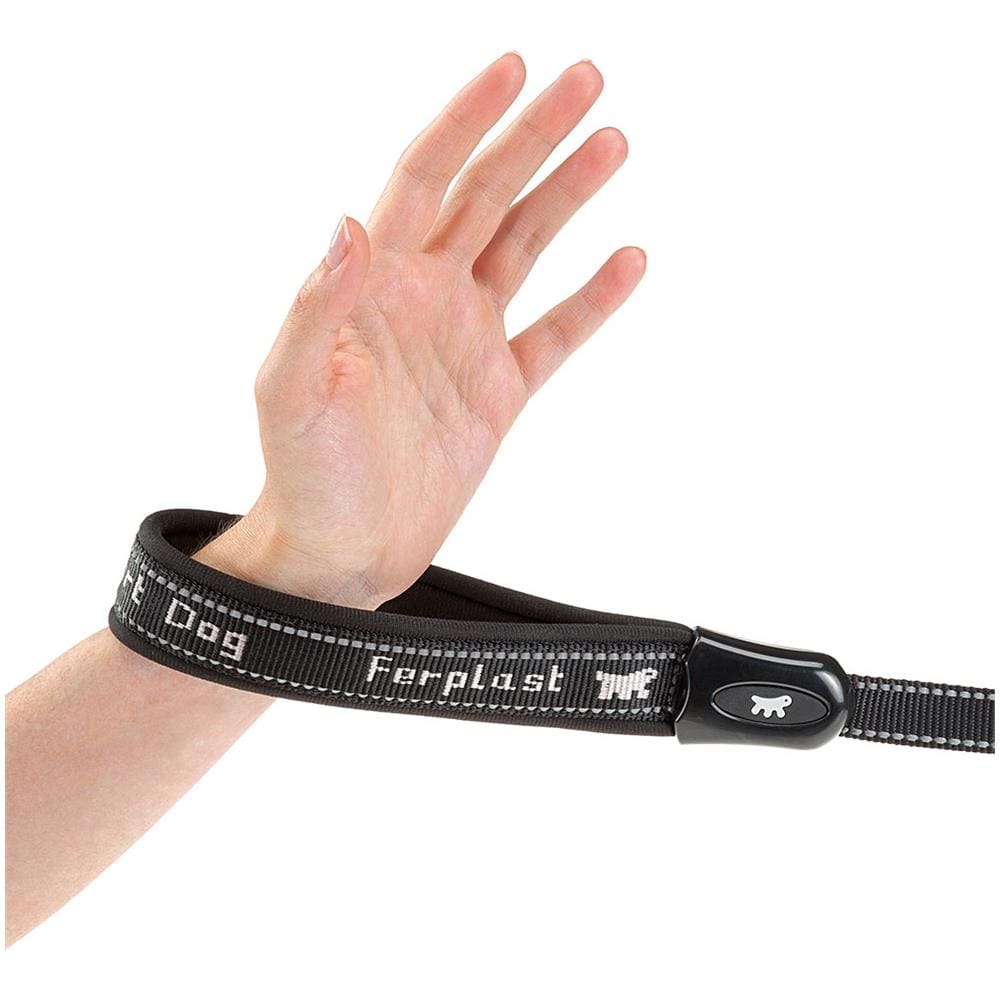 Guinzaglio Per Cani In Nylon Sport Dog Matic G25/120, Innovativo Moschettone Con Meccanismo Magnetico, Impugnatura Imbottita, Cuciture Riflettenti, 25 Mm X L 120 Cm Grigio - Foto 2