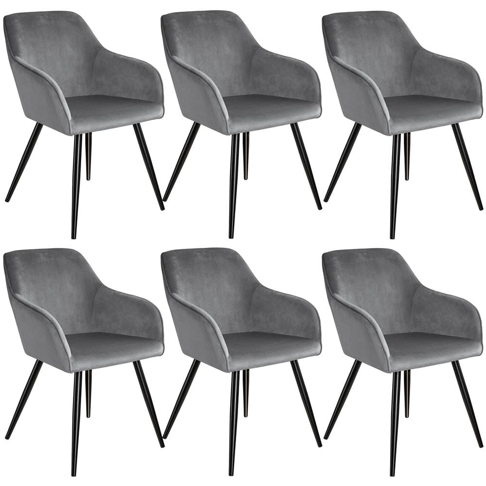 6x Sedia Marilyn Effetto Velluto Nero - Grigio / nero - Foto 1