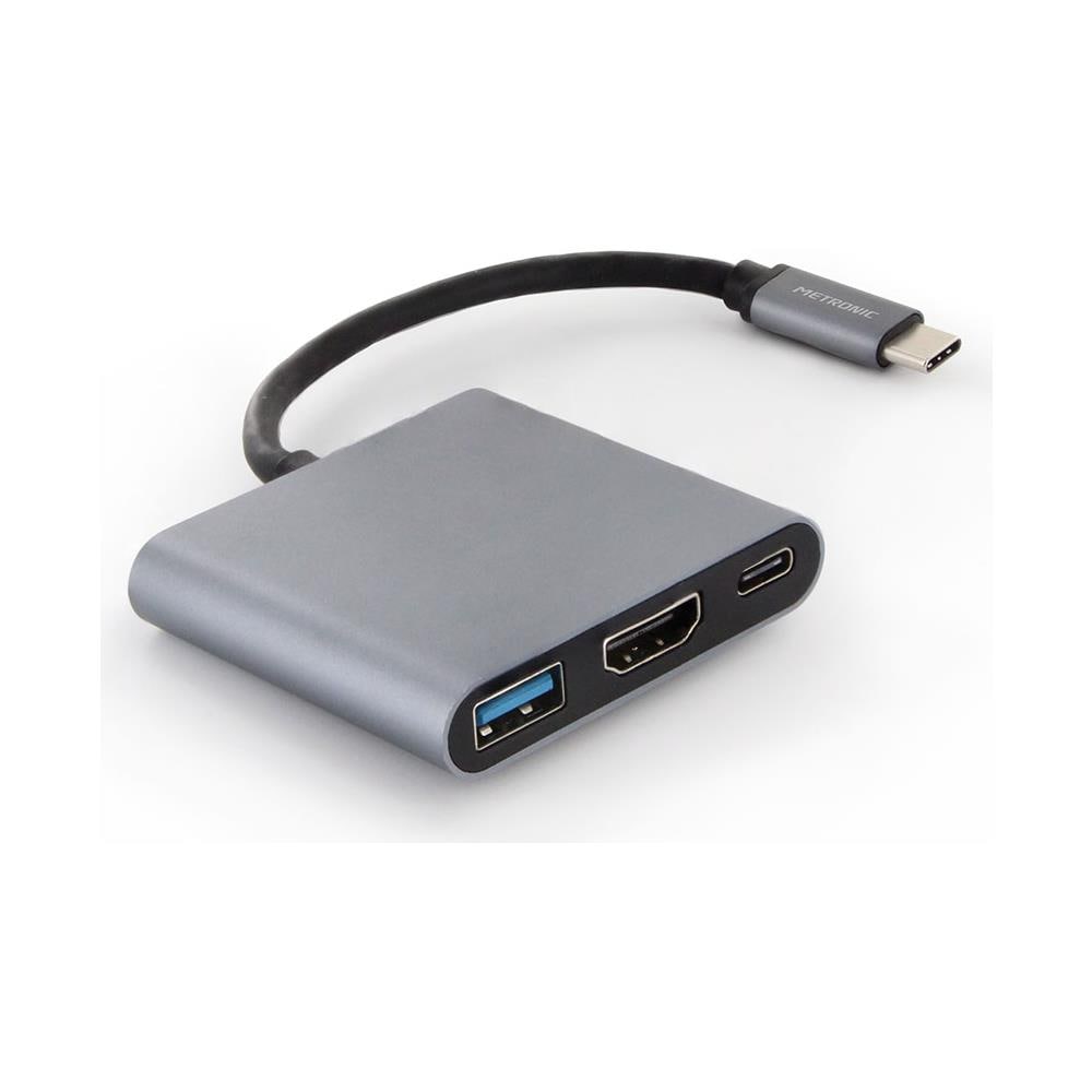 Adattatore USB-C a HDMI 3 in 1 M / F con Ricarica PD Colore Grigio - Foto 1