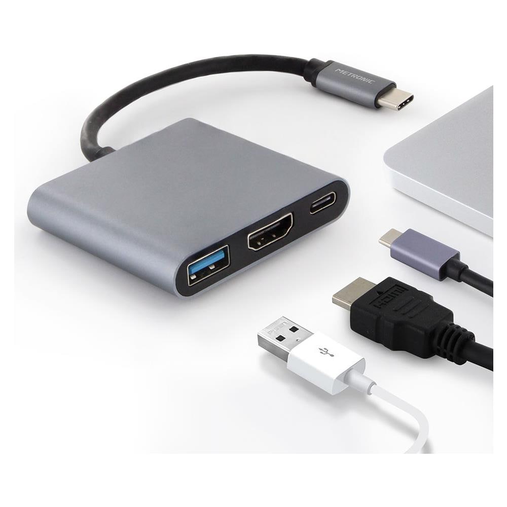 Adattatore USB-C a HDMI 3 in 1 M / F con Ricarica PD Colore Grigio - Foto 5