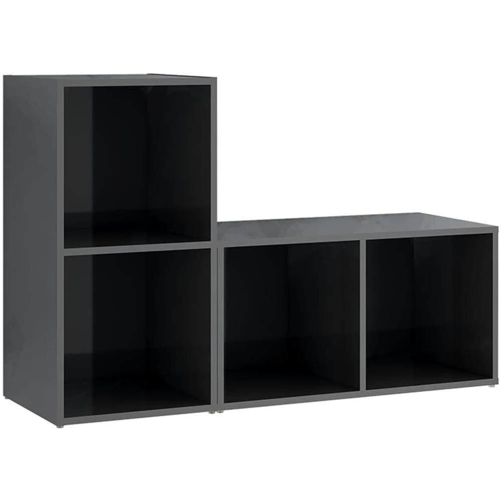 Mobili TV 2 pz Grigio Lucido 72x35x36,5 cm in Legno Multistrato - Foto 1
