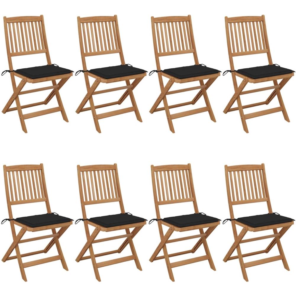 Sedie da Giardino Pieghevoli 8 pz con Cuscini Massello Acacia - Foto 1