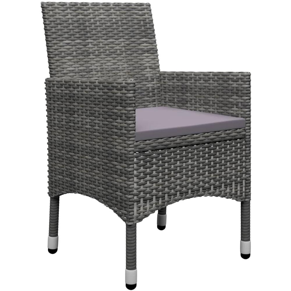 Set Bistrot Giardino 3 pz Polyrattan e Vetro Temperato Grigio - Foto 2