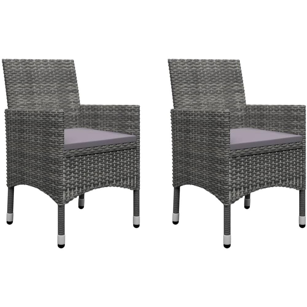 Set Bistrot Giardino 3 pz Polyrattan e Vetro Temperato Grigio - Foto 3