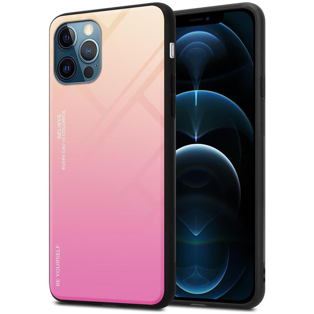 Custodia Compatibile Con Apple Iphone 13 Pro Max In Giallo - Rosa - Coperchio Protettivo Bicolore In Vetro Temperato E Silicone Tpu - Foto 1