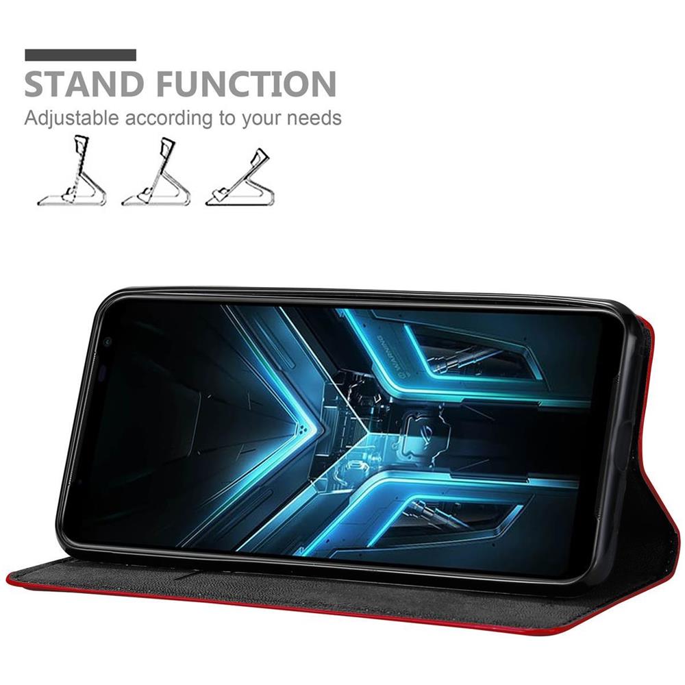 Custodia Compatibile Con Asus Rog Phone 3 In Rosso Mela - Coperchio Protettiva Con Chiusura Magnetica, Funzione Stand E Tasca Per Le Carte - Foto 2
