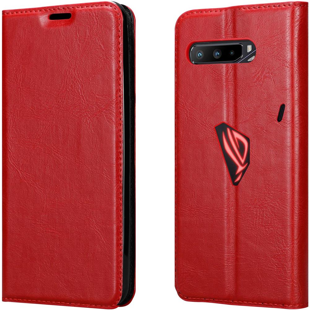Custodia Compatibile Con Asus Rog Phone 3 In Rosso Mela - Coperchio Protettiva Con Chiusura Magnetica, Funzione Stand E Tasca Per Le Carte - Foto 8