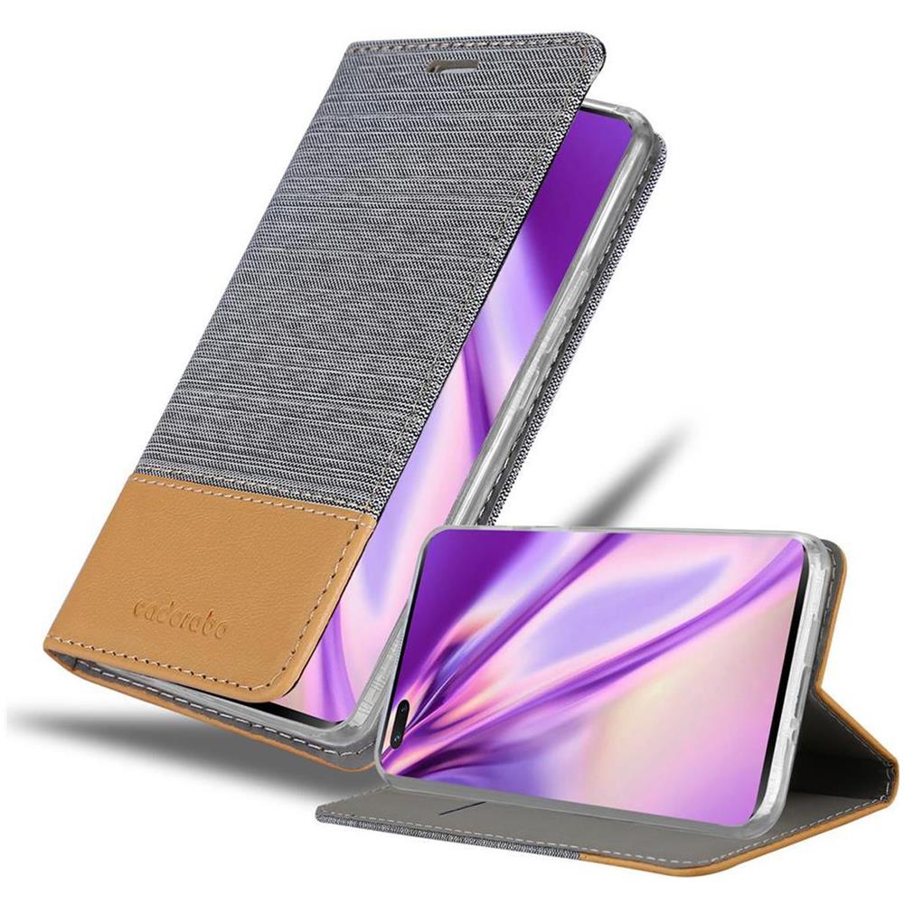 Custodia Compatibile Con Huawei Nova 7 Pro 5g In Grigio Chiaro Marrone - Coperchio Protettiva Con Chiusura Magnetica, Funzione Stand E Tasca Per Le Carte - Foto 1