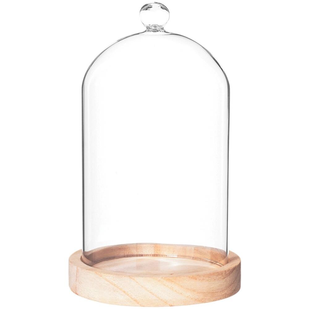 Cupola In Vetro Su Base In Legno, Ø 12 Cm - Foto 1
