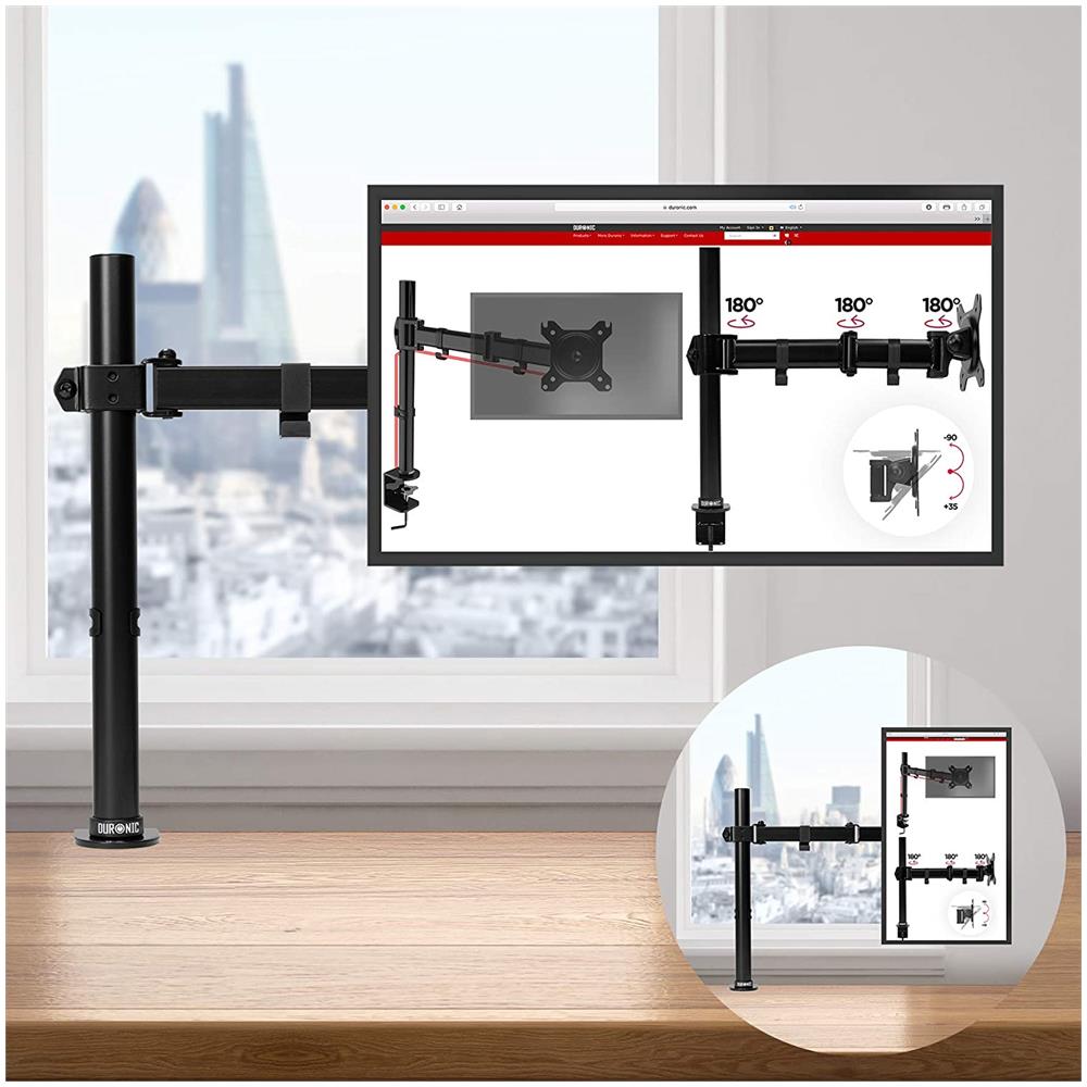 Supporto per Monitor DM151X3 da 13" a 32" Regolabile in Altezza Acciaio Inossidabile Colore Nero - Foto 2