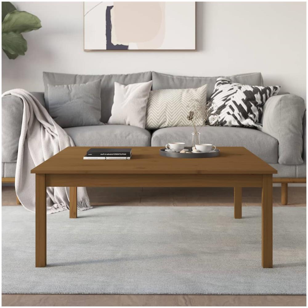 Tavolino Da Salotto Miele 100x100x40 Cm Legno Massello Di Pino - Foto 1