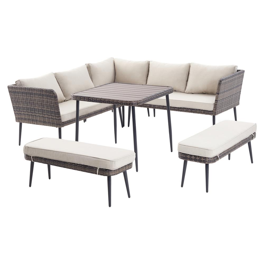 Salotto Da Giardino 9 Posti In Resina Castagna Beige Baracoa - Foto 1