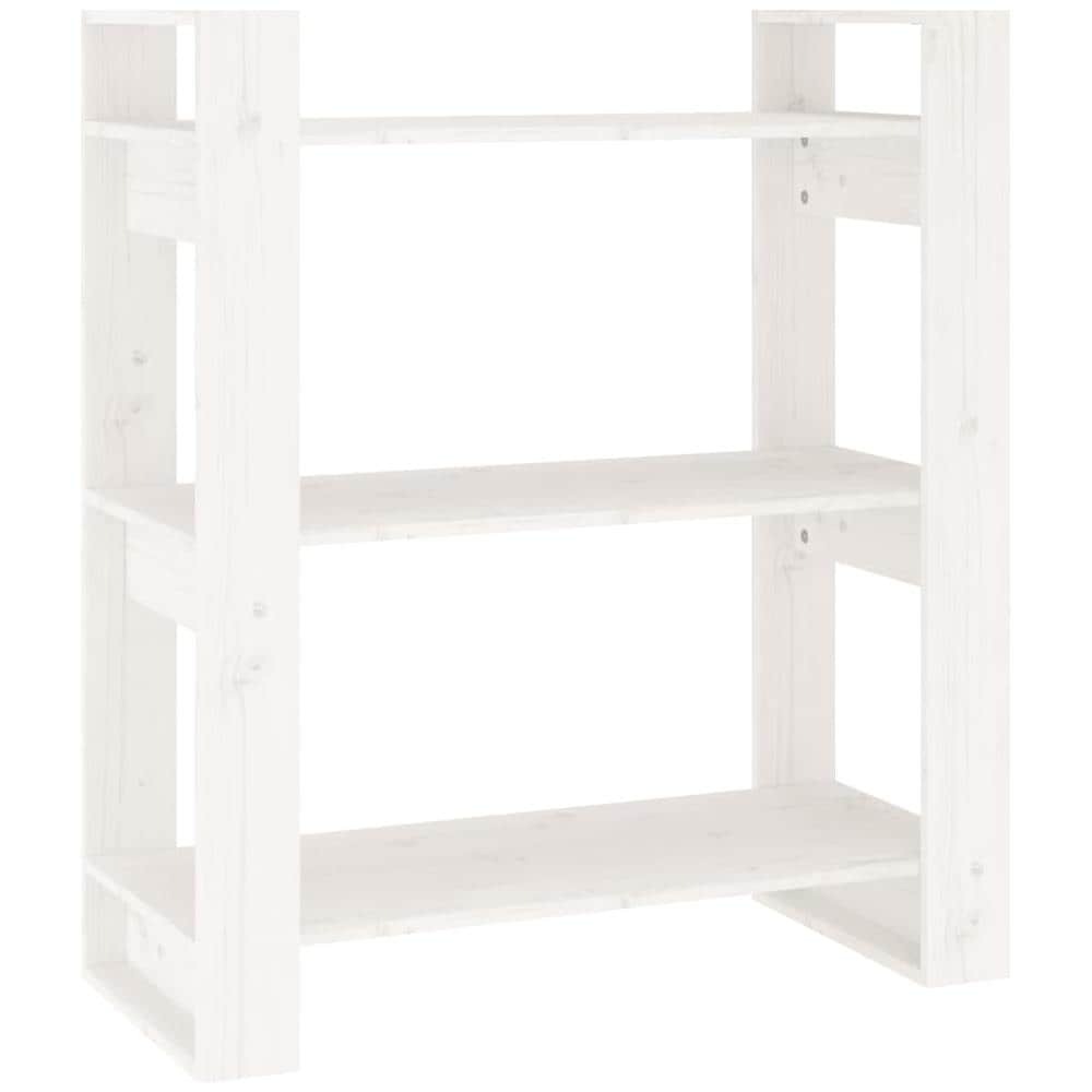 Libreria /divisorio Bianco 80x35x91 Cm In Legno Massello Di Pino - Foto 2